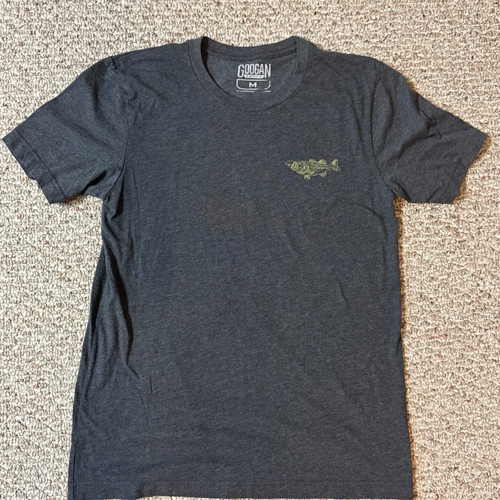 Googan Squad Men's Charcoal Fishing T-Shirt, size medium